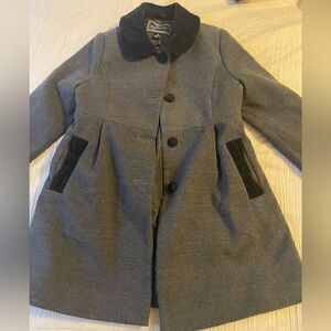 Rothschild grey with velvet girls coat peacoat bow trim size 6‎